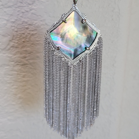 NWT Kendra Scott Set Black Mother of Pearl in Silver Gorgeous coloring ! - Picture 2 of 16